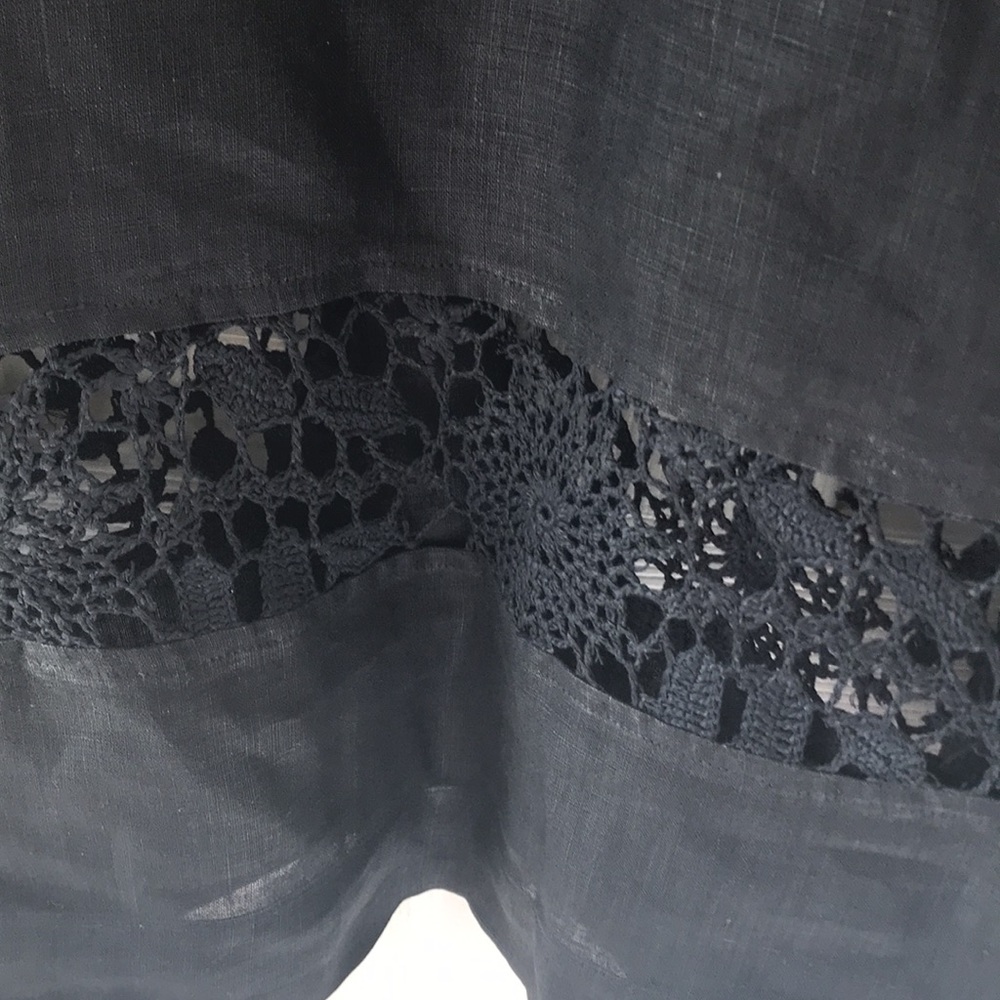 David Dart Linen Top With Front Buttons And Lace/… - image 8